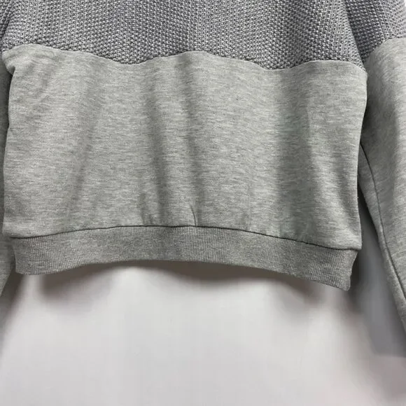 Endless Rose Cropped Sweater Size M Heathered Gray Mixed Material Knit - Picture 8 of 11